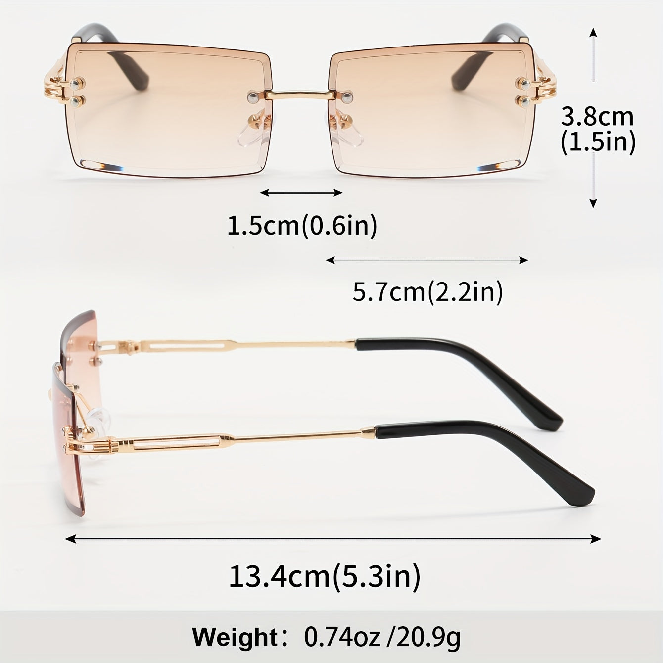 Men's Square Rimless Sunglasses UV Protection for Sports