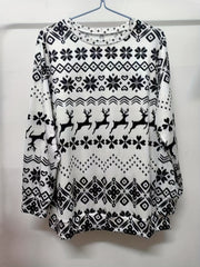 Christmas Sports Top Women's Plus Deer & Geo Print Pullover