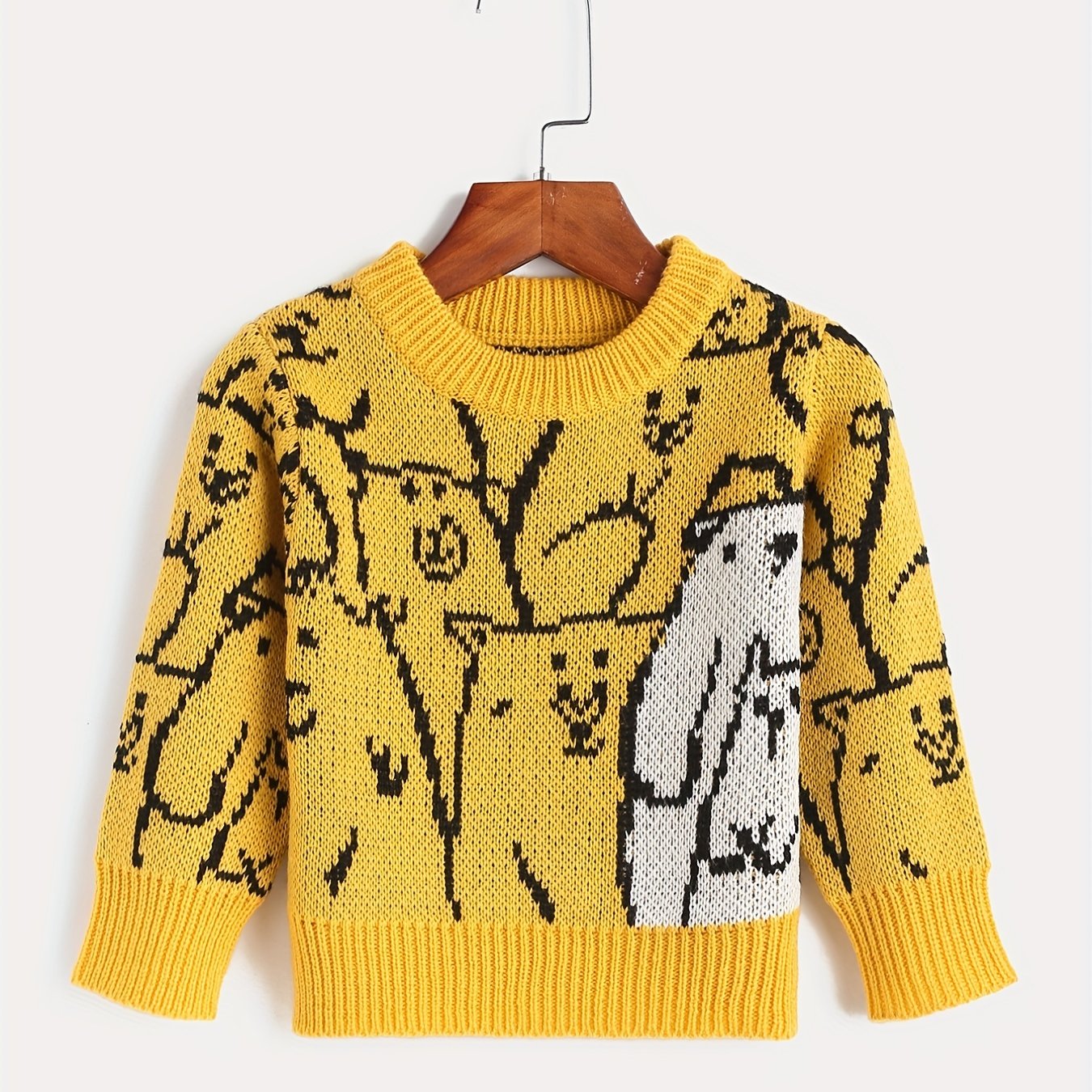 Kids Jacquard Long Sleeve Knitted Pullover Sweater