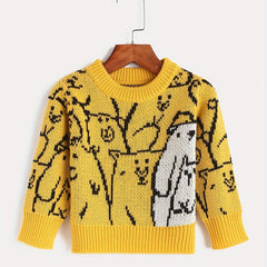 Kids Jacquard Long Sleeve Knitted Pullover Sweater