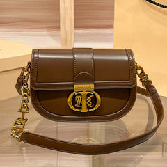 Light Brown Plaid Sling Bag for Women - Crossbody with Detachable Strap