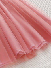 Girls Flower Graphic Tutu Dress Mesh Dress For Party