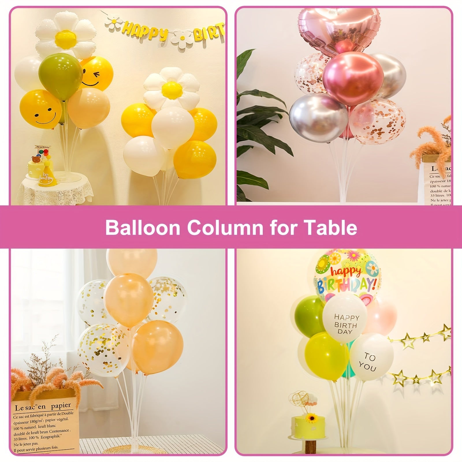 Balloon Column Stand Kit with Colorful Balloons Base and Pole