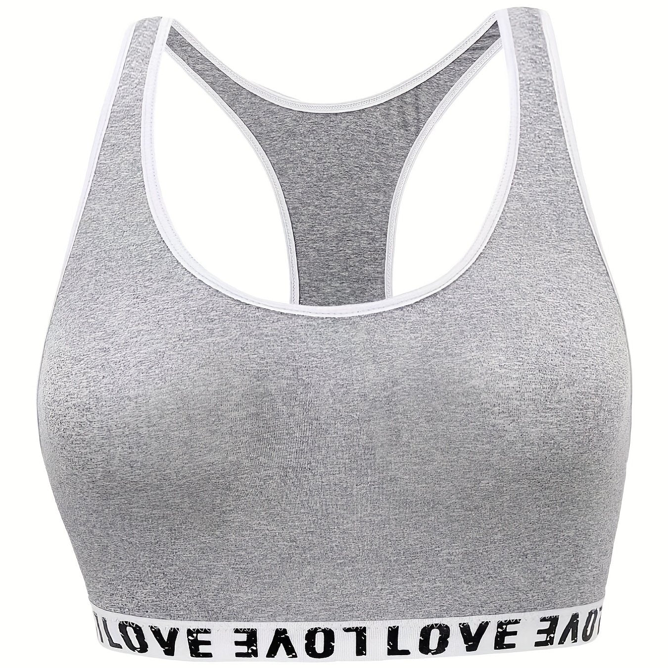 Sports Bra Women's Plus Letter Tape Racer Back Comfort Bralette