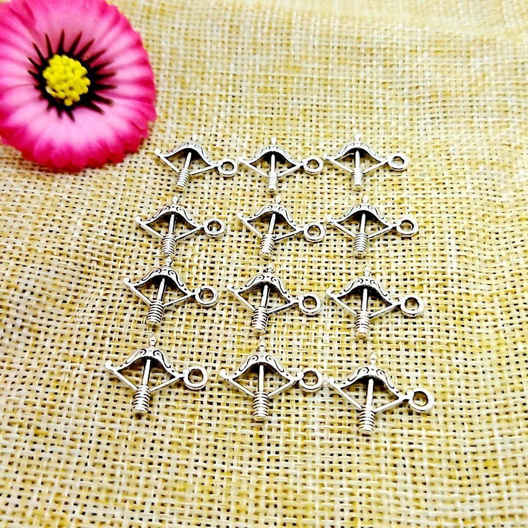10pcs Silver Archery Earrings Pendants Vintage Arrow Charms for DIY Jewelry