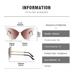 Y2K Butterfly Sunglasses Gradient UV400 Sun Shades