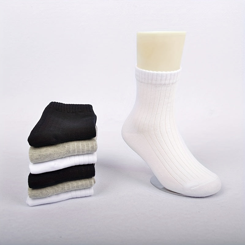 6 Pairs Boys Cotton Crew Socks for Kids Toddlers