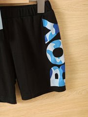 Boys Teen Casual Letter Graphic Tee & Shorts Set for Summer