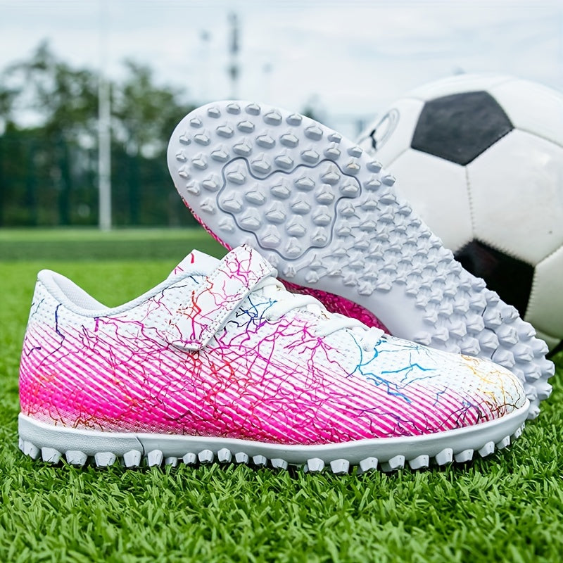 Boy's Turf Football Boots Anti-Skid Lace Up TF Soccer Cleats