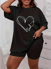 Leopard Print Lounge Set Tee & Shorts Pajamas