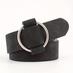 Smooth Buckle Circle Wide Leather Belt for Girls Children