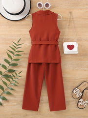 3pcs Toddler Girls Cami Top & Pants & Vest Set Kids Summer Clothes
