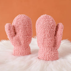 Kids Lined Fleece Warm Mittens Winter Knitted Gloves