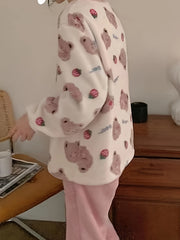 Teddy Bear Thermal Loungewear Long Sleeve Pajama Set