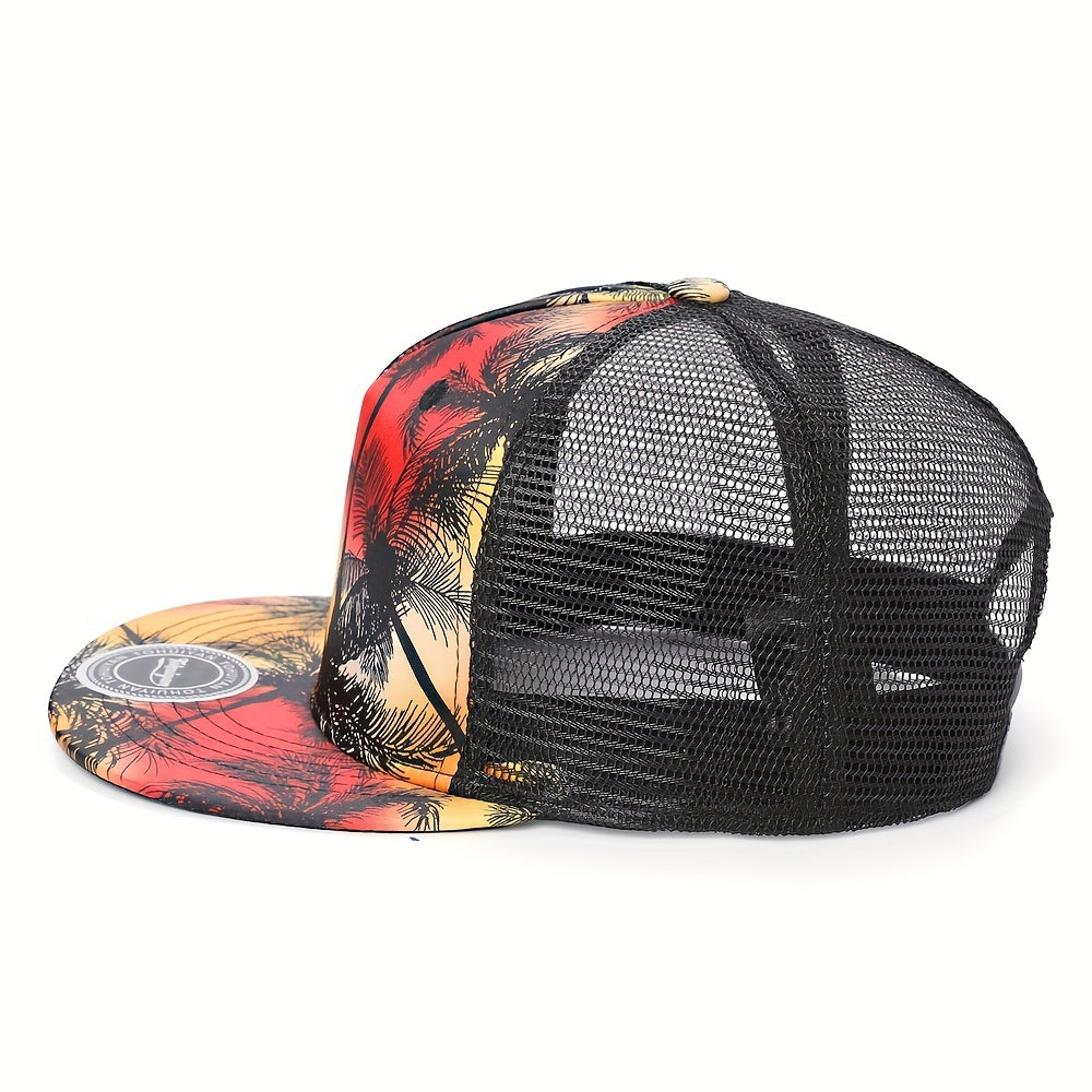 Coconut Tree Print Snapback Cap Baseball Hat for Men Women