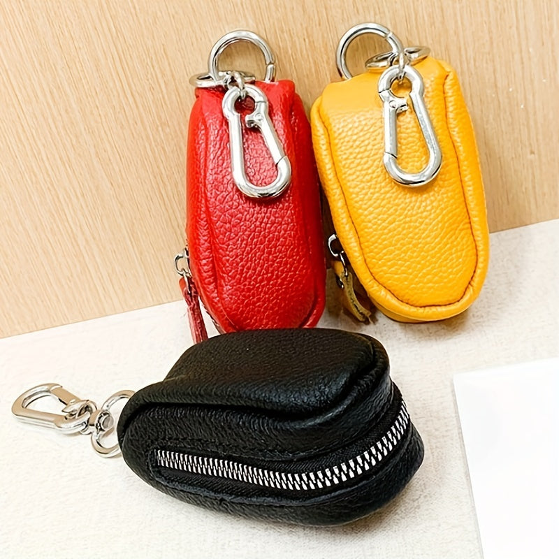 Mini Zipper Car Key Bag Solid Color Portable Storage Bag