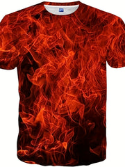 Men's Lightning & Flame Graphic T-shirt Active Stretch 3D Print Tee