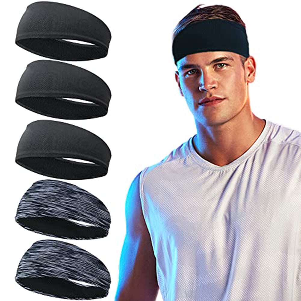 5pcs Men's Sports Headbands Breathable Mesh Reusable Washable Sweat Bands