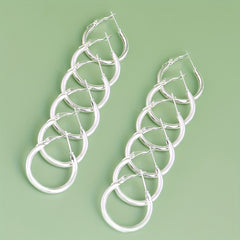 6 Pairs Golden Silver Glossy Tube Hoop Earrings Set for Daily Decoration