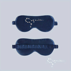 Navy Zodiac Constellation Silk Eye Mask Embroidered Dual Side