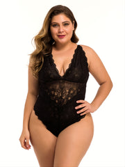 Lace Semi Sheer One Piece Pajama Women's Stretch Nightgown
