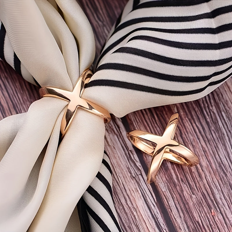 Cross Scarf Buckle X Shaped Shawl Clip Neckerchief Holder