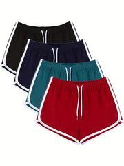 4 pack Women's Yoga Shorts with Drawstring Activewear for Running Gym