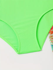Ribbed Halter Bra Bikini Set with Cover Up Skirt