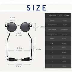 Vintage Metal Steam Punk Sunglasses Polarized Round Frame Mens Womens
