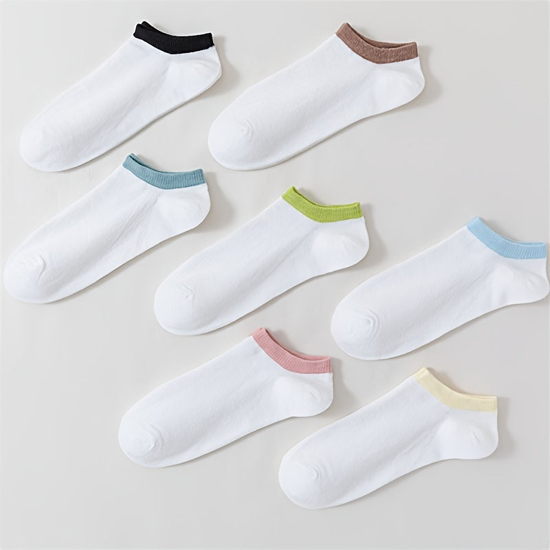 Colorblock Trim Socks Soft & Lightweight Ankle Socks Women's Stockings