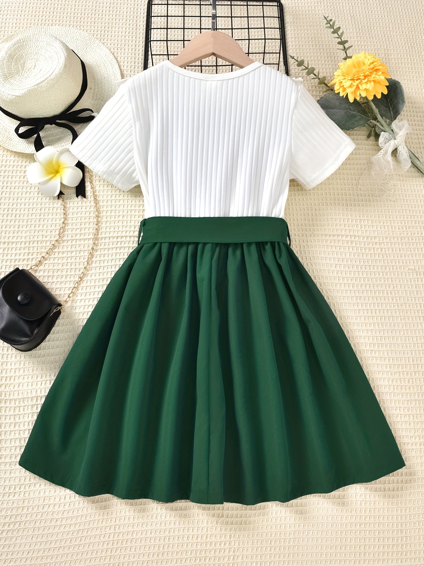 Girls Flowers Graphic Princess Dress For Party Kids Summer Clothes