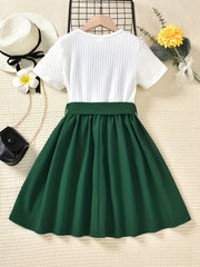Girls Flowers Graphic Princess Dress For Party Kids Summer Clothes