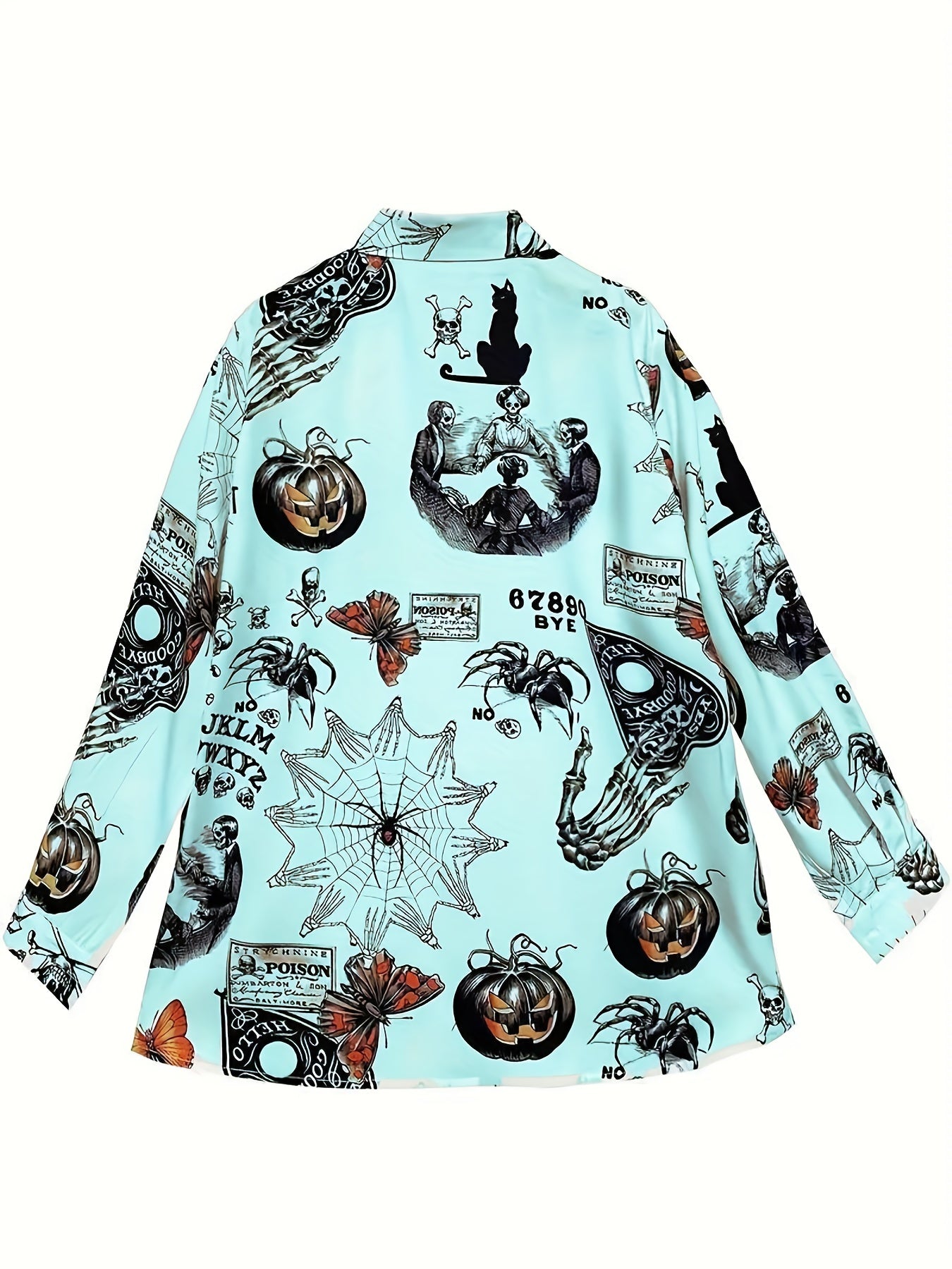 Halloween Blouse Women's Plus Graffiti Button Up Shirt Top