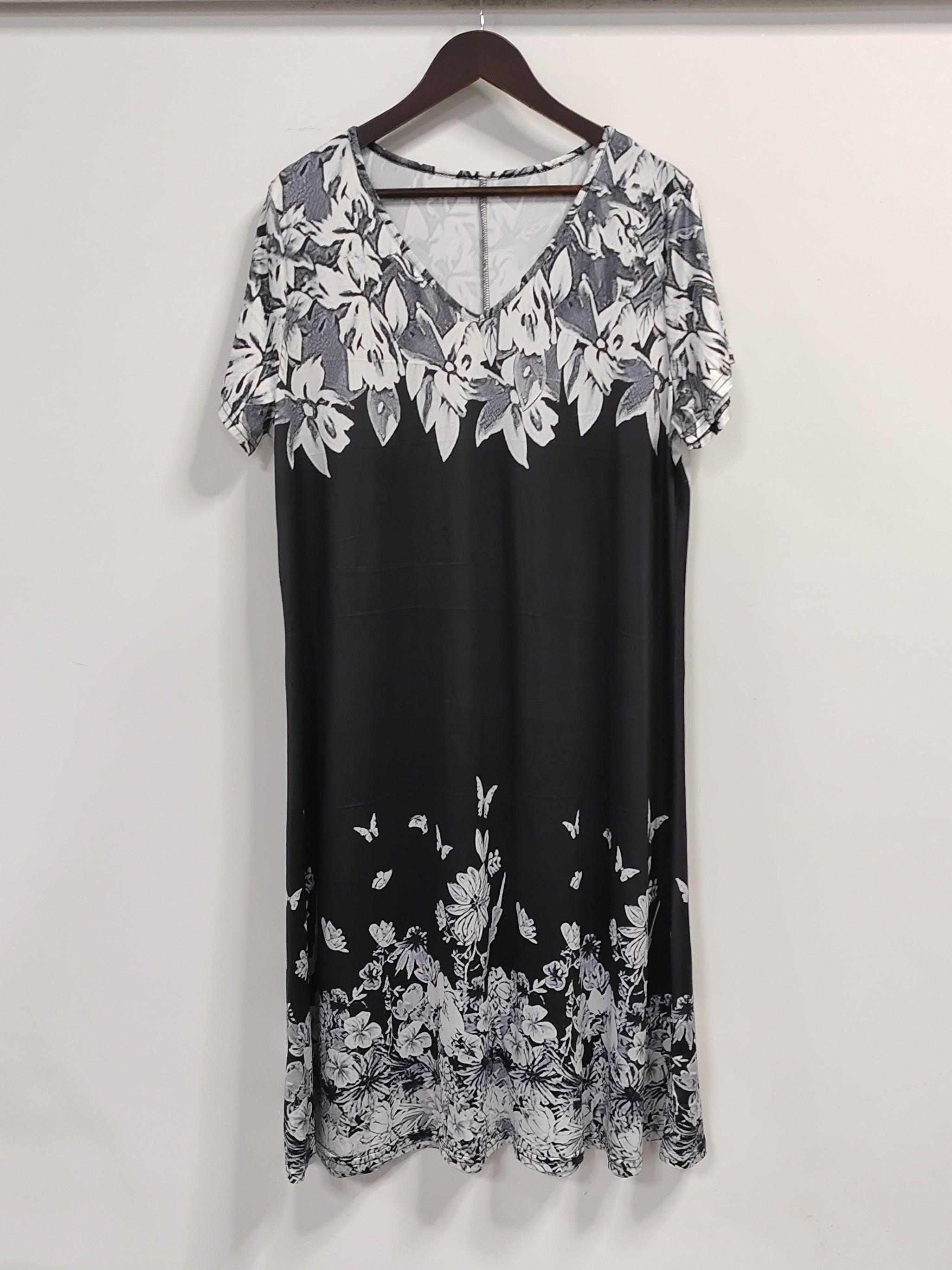 Floral Print V Neck Dress for Women Plus Size