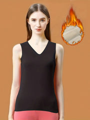 Stretch V-Neck Thermal Tank Top Women Sleeveless Warm Outdoor Sports