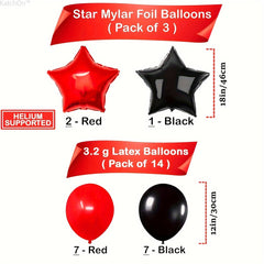 23pcs Year Theme Party Balloon Set Number Balloon Red Star Aluminum Film Balloon