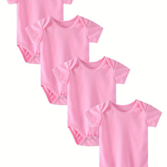 4pcs Baby Girls & Boys Short Sleeve Onesie Set Clothes