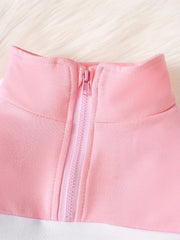 Girls Casual Pullover Sweatshirt Long Sleeve Zip Up Crew Neck Tops