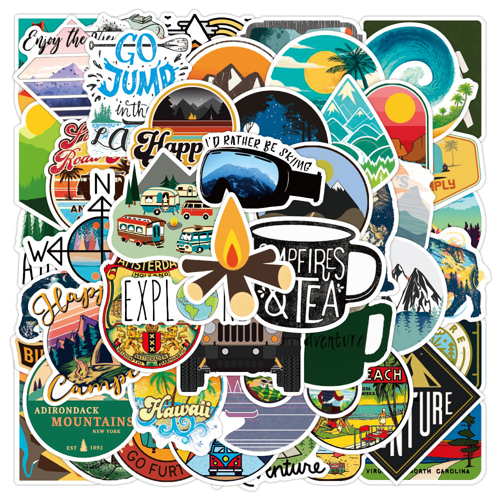 50pcs Outdoor Adventure Stickers Waterproof for Kids