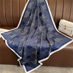 Square Scarf Geometric Pattern Shawl Women Head Wrap Bandana Windproof Kerchief