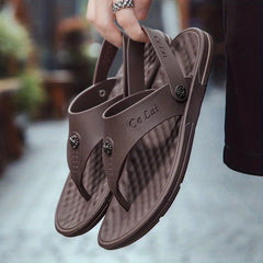 Men's PU Leather Thong Sandals Non Slip Flip Flops