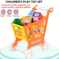 21pcs Kids' Shopping Cart Toy Educational Supermarket Trolley Role Playing Toys