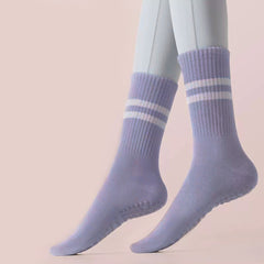 Non Slip Silicone Bottom Yoga Crew Socks Breathable Thick Sports Floor Socks