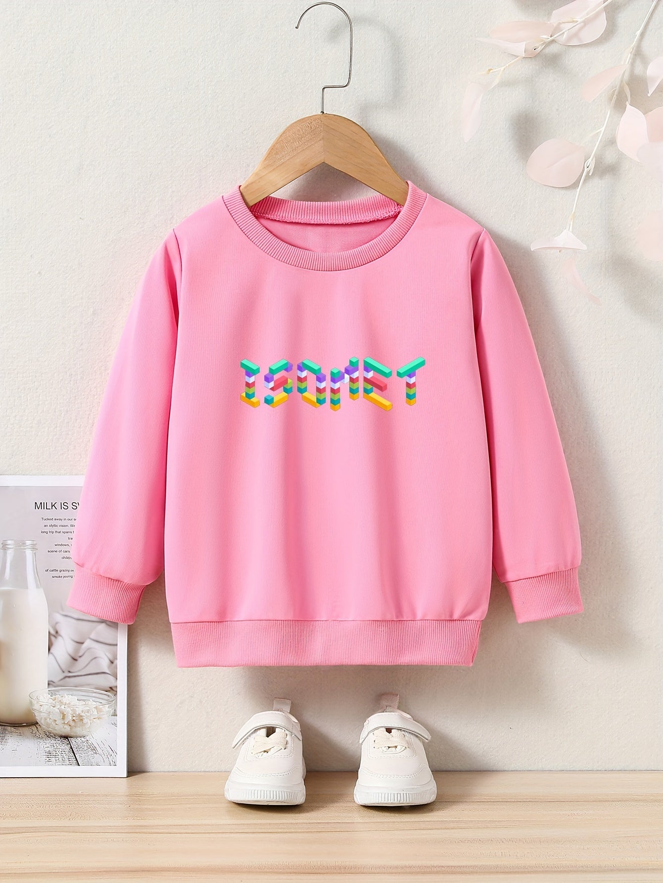 Alphabets Pattern Long Sleeve Sweatshirt for Girls