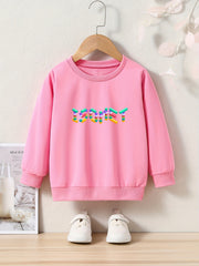 Alphabets Pattern Long Sleeve Sweatshirt for Girls