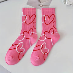 3 Pairs Heart & Leopard Print Socks Mid Tube Women's Stockings