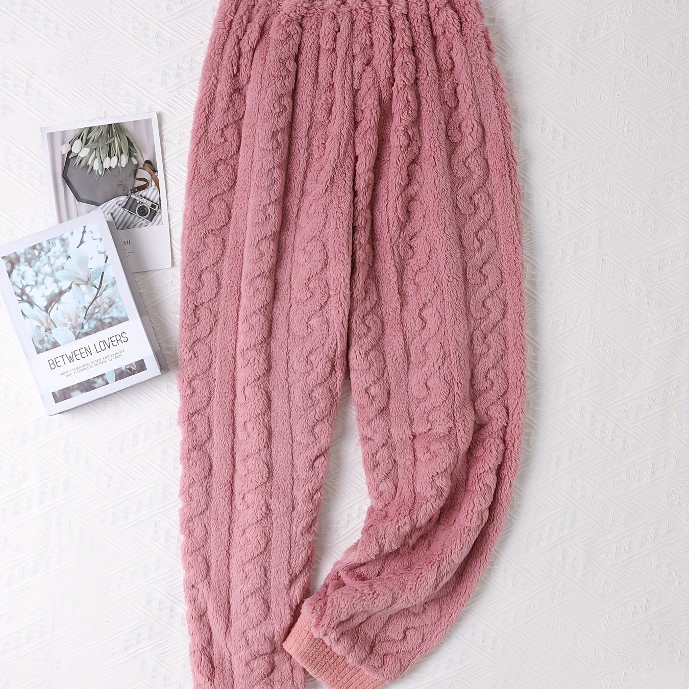 Soft Fuzzy Sleep Bottoms with Elastic Waistband Women's Loungewear