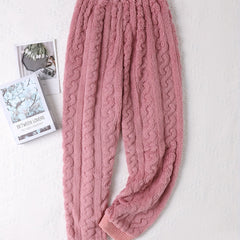 Soft Fuzzy Sleep Bottoms with Elastic Waistband Women's Loungewear