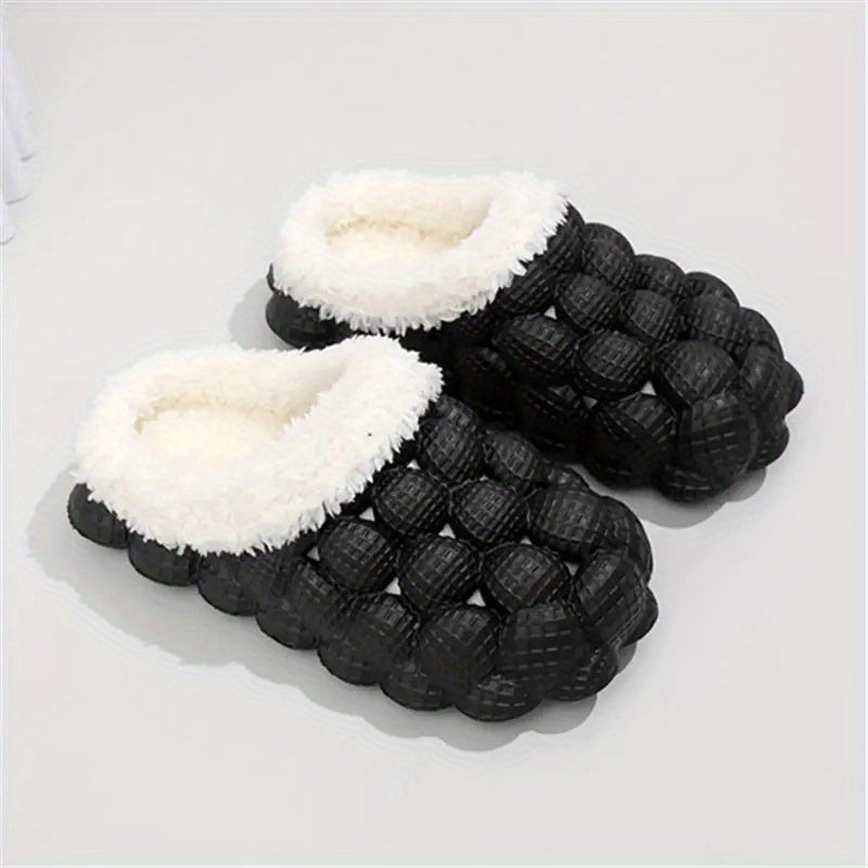 Men's Warm Bubble Slides with Fleece Causal Slippers