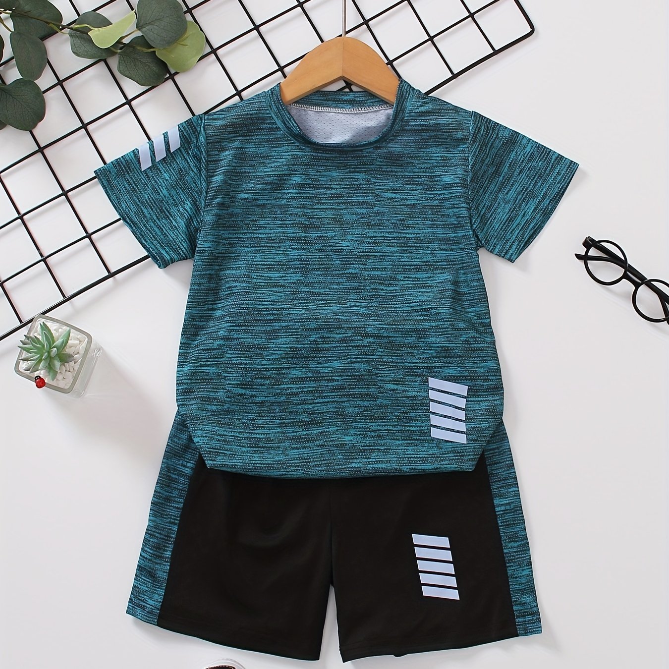 Boys Sports Outfit Set Quick drying T shirt & Shorts Kids Summer Clothes